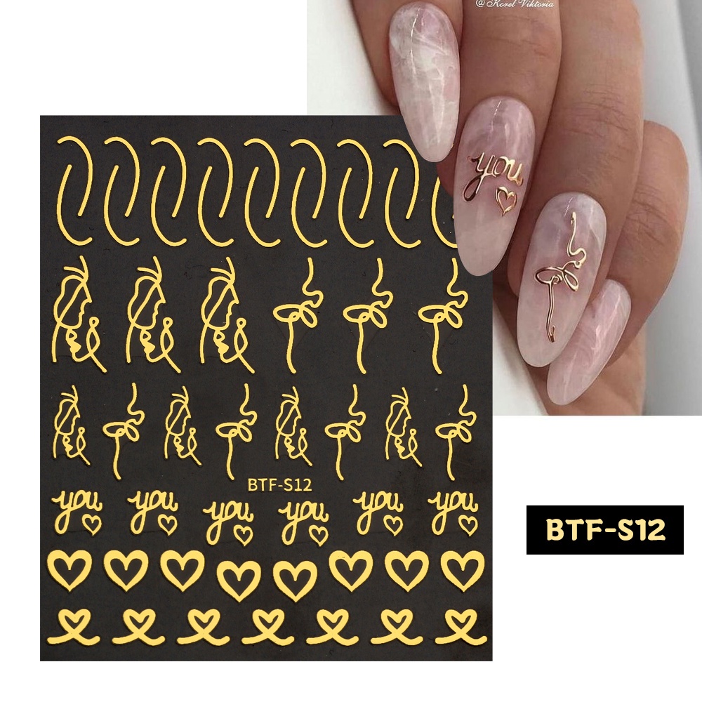Annies sticker Dán Móng Hình Đôi Cánh Bằng Kim Loại Màu Vàng Thời Trang