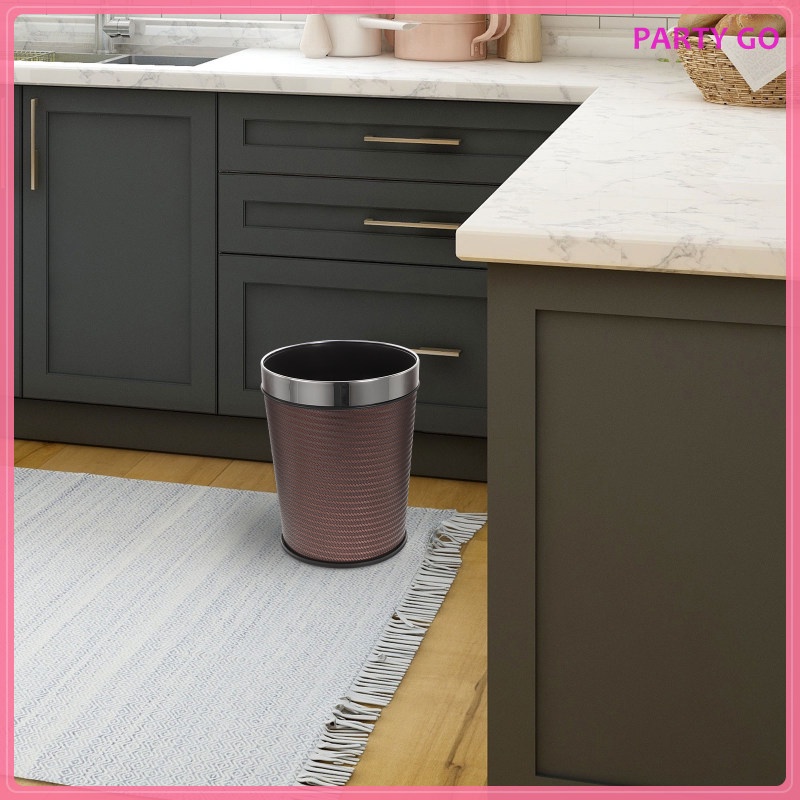 Thùng Đựng Rác Bằng Da Pu Phong Cách Retro Tiện Dụng Cho Nhà Bếp / Văn Phòng