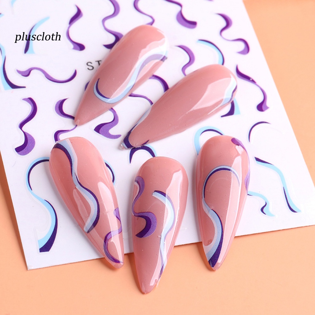 Bộ 7 Miếng Dán Móng Tay Siêu Mỏng Họa Tiết Hình Học 3D Phong Cách Pháp