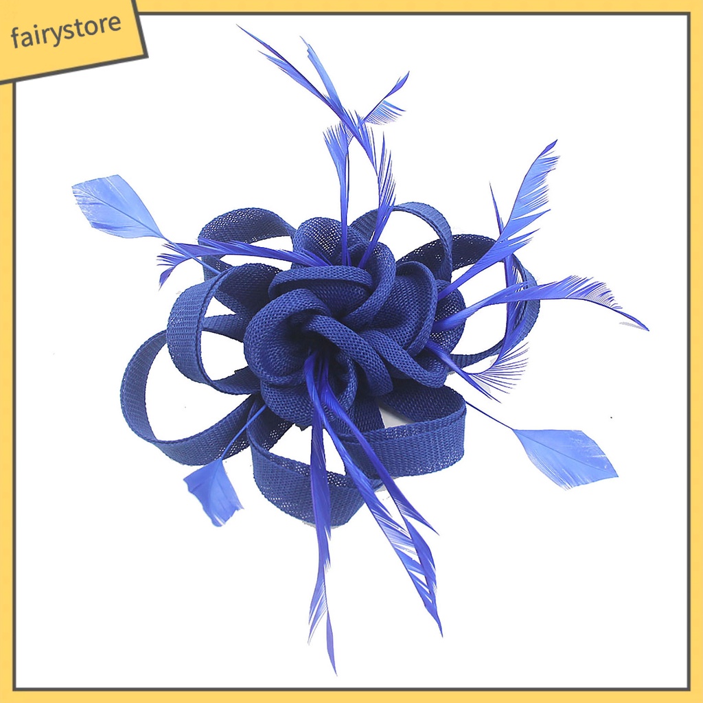 Cài Tóc Đính Lông Vũ Nhiều Lớp Màu Sắc Trơn Phong Cách Vintage Dành Cho Cô Dâu