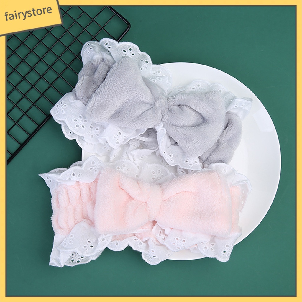 [FRO] Băng Đô Thắt Nơ Bằng Lông Cừu San Hô Dày Co Giãn Mềm Mại Chống Dầu Trang Trí Dành Cho Nữ