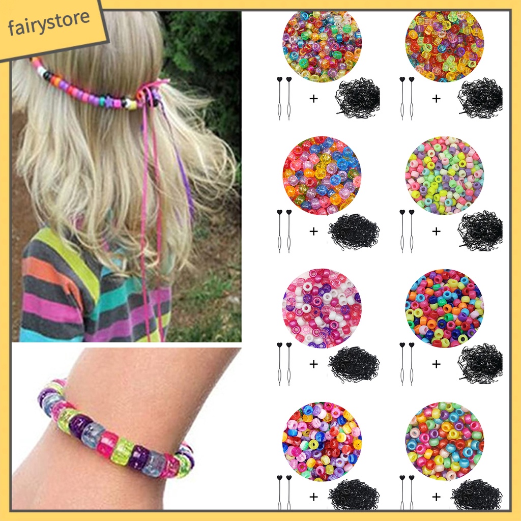 1 Bộ Hạt Xỏ Vòng Tay / Dây Thun Nhiều Màu Dùng Làm Trang Sức Nghệ Thuật