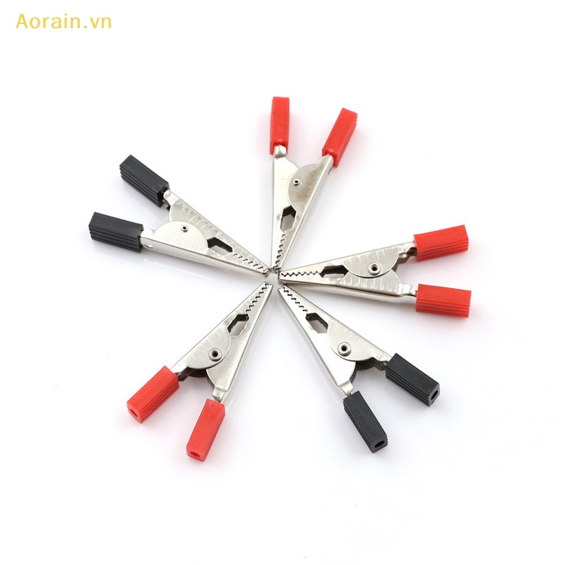 Set 5 Kẹp Cá Sấu Thử Điện 50mm Tay Cầm Nhựa Bền Kèm Ốc Vít .