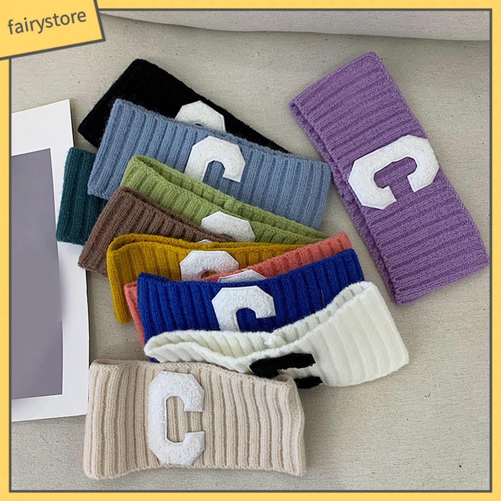 Băng Đô Thể Thao Bản Rộng Có Gân In Chữ C Mỏng Ấm Áp Cho Nữ