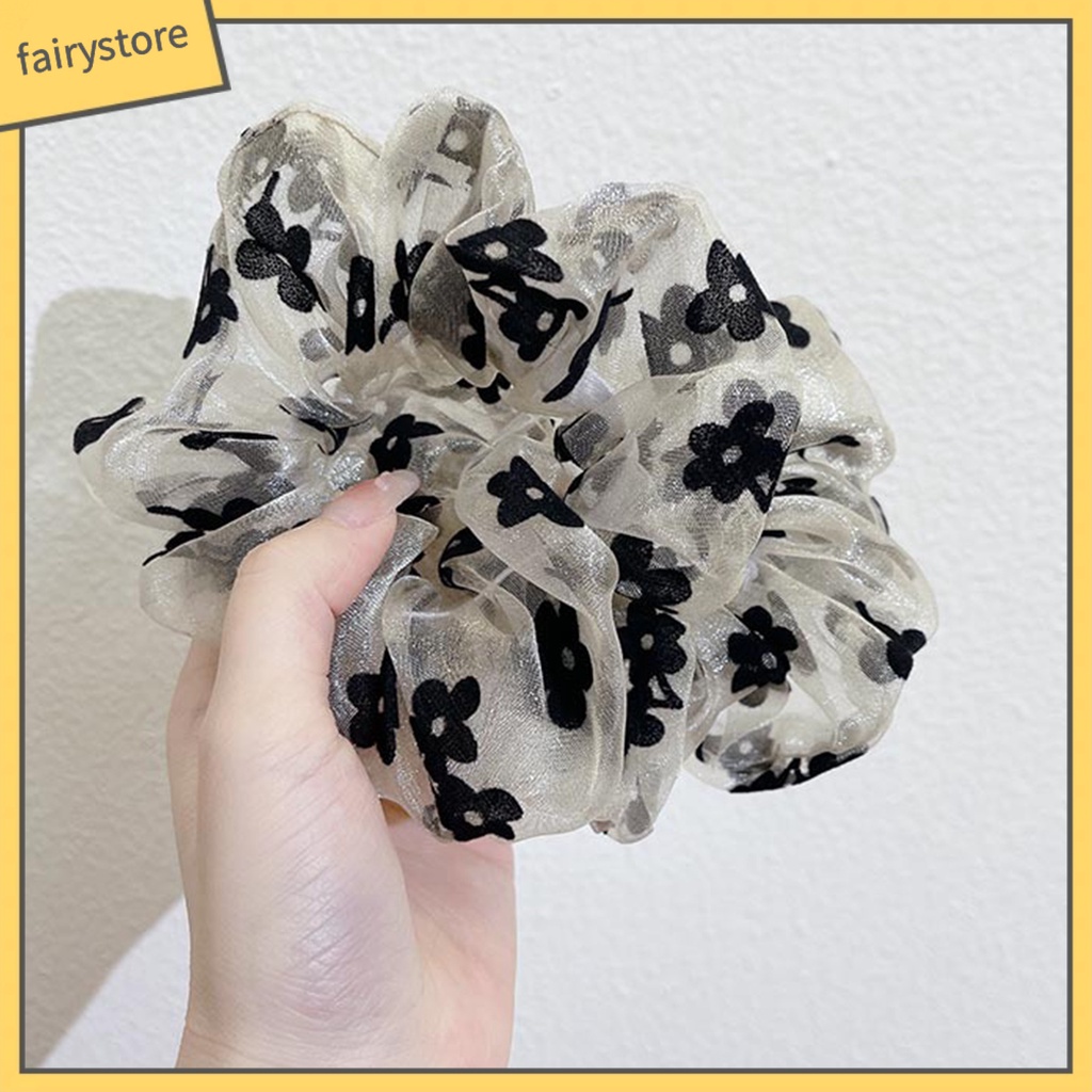 Dây Cột Tóc Co Giãn Chống Trượt Đính Hoa Xinh Xắn Cho Nữ