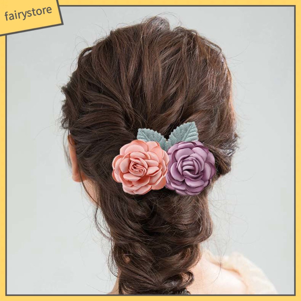 Dây Buộc Tóc Co Giãn Hình Chiếc Lá Màu Sắc Tương Phản Chống Rơi Vỡ Dành Cho Nữ