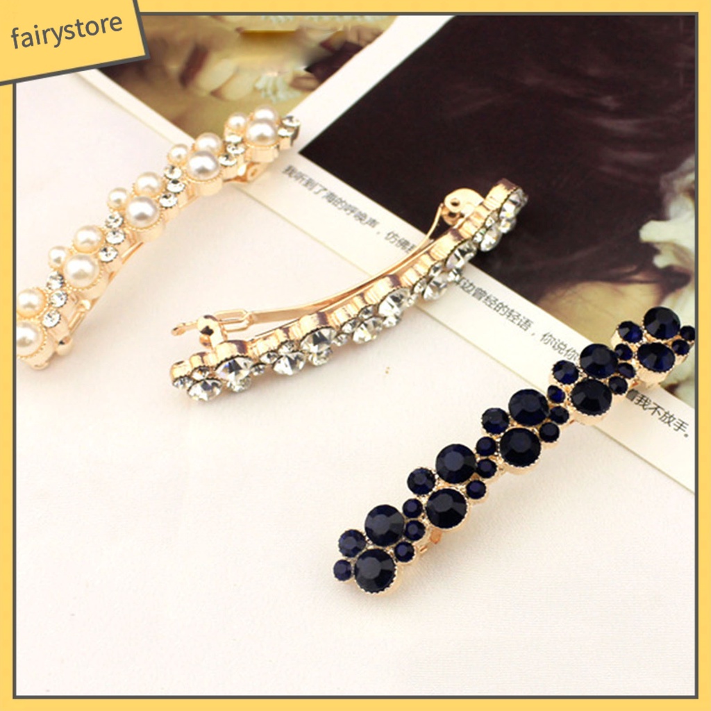 Kẹp Tóc Hợp Kim Đính Ngọc Trai Giả Sang Trọng Cho Cuộc Sống Hàng Ngày [FRO]