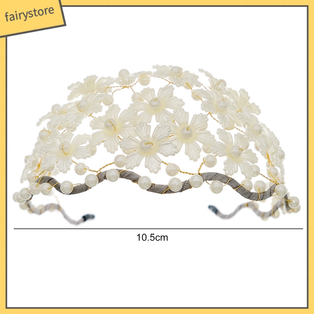 Băng Đô Cài Tóc Bản Rộng Co Giãn Chống Trượt Trang Trí Hoa Đính Ngọc Trai Giả Cho Nữ