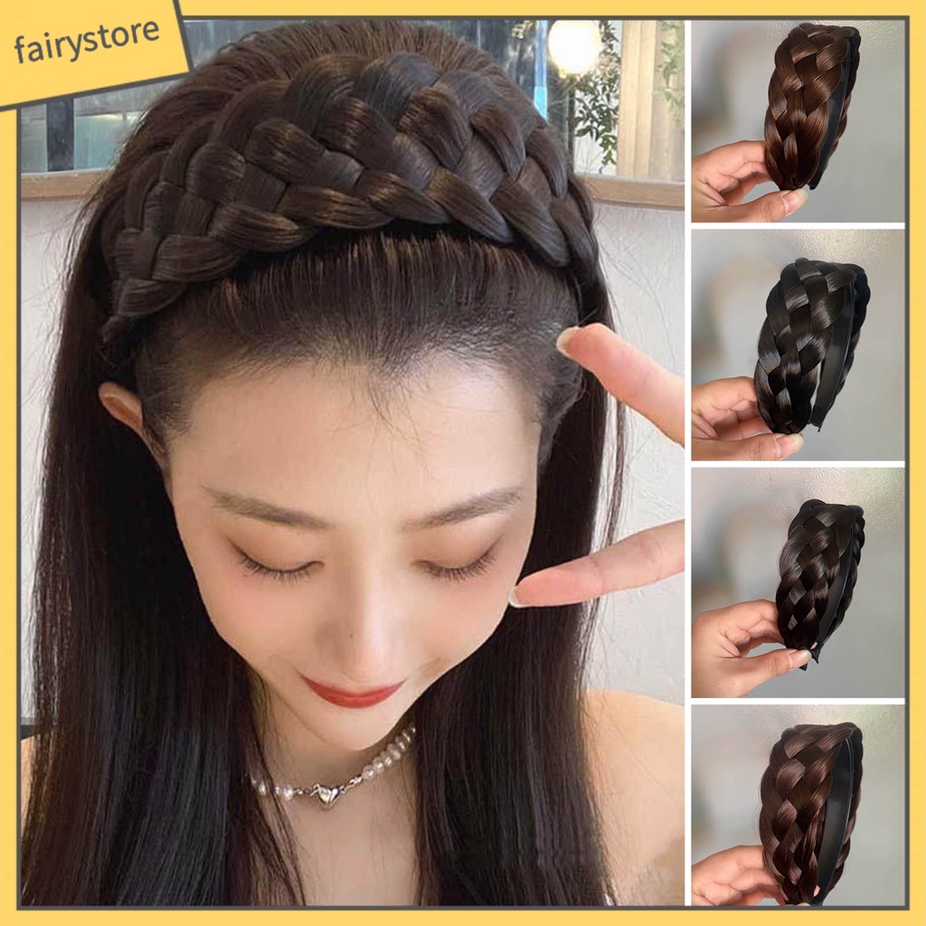 Băng Đô Cài Tóc Giả Thắt Bím Bằng Acrylic Co Giãn Tốt Thời Trang Cho Nữ