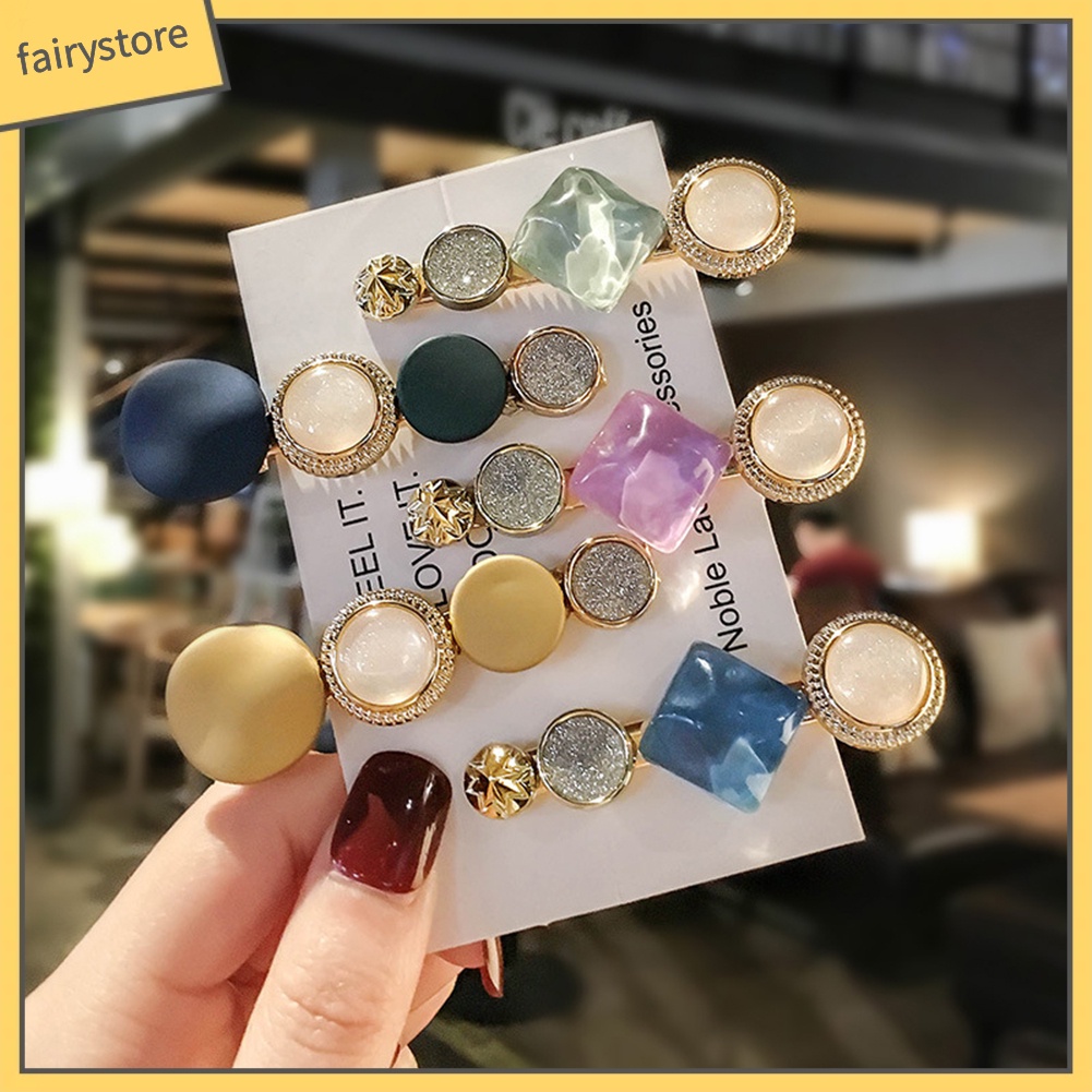 Kẹp Tóc Hình Tròn / Vuông Thời Trang Cho Nữ