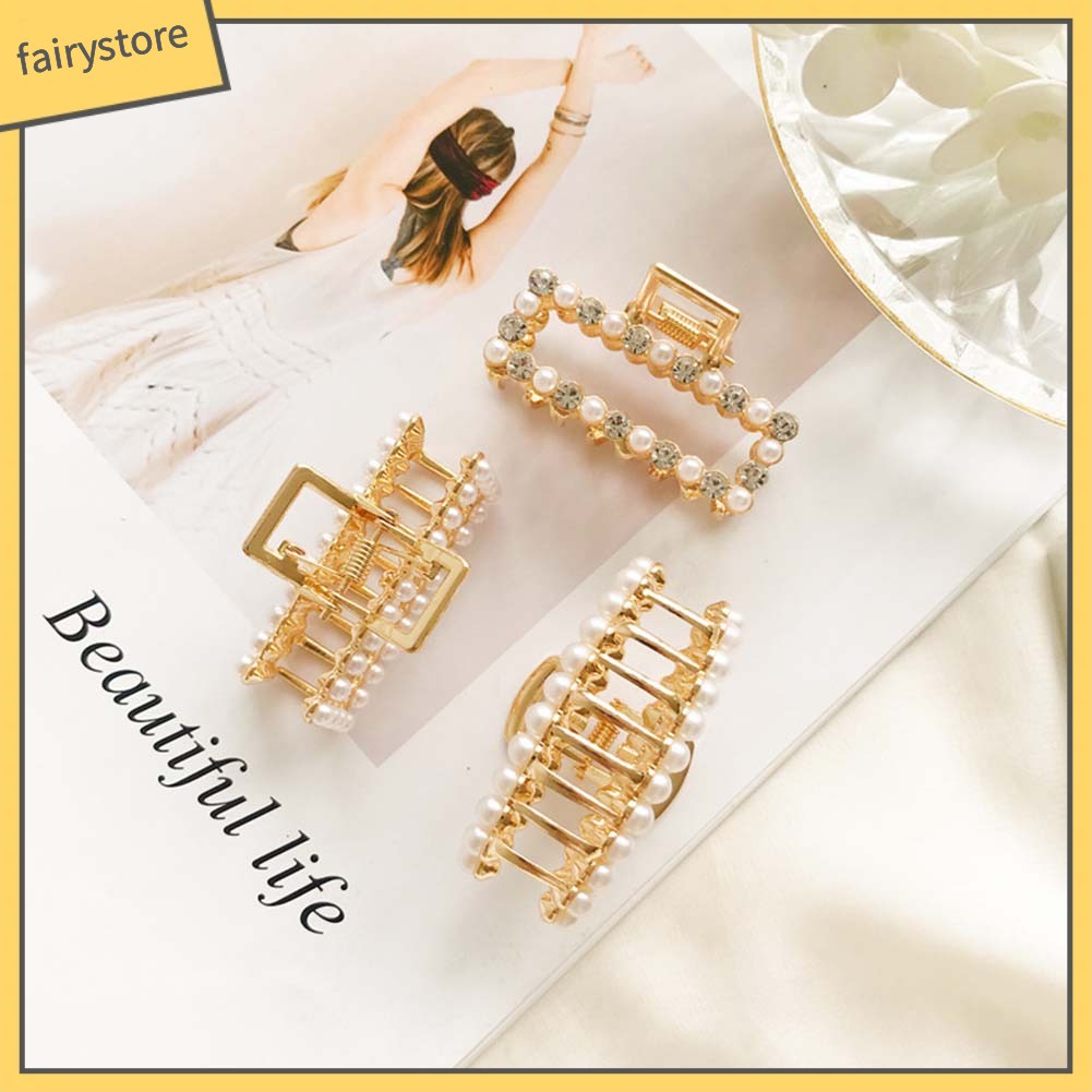 Kẹp Tóc Đính Đá Ngọc Trai Nhân Tạo Thời Trang Dành Cho Nữ Giá Đỡ