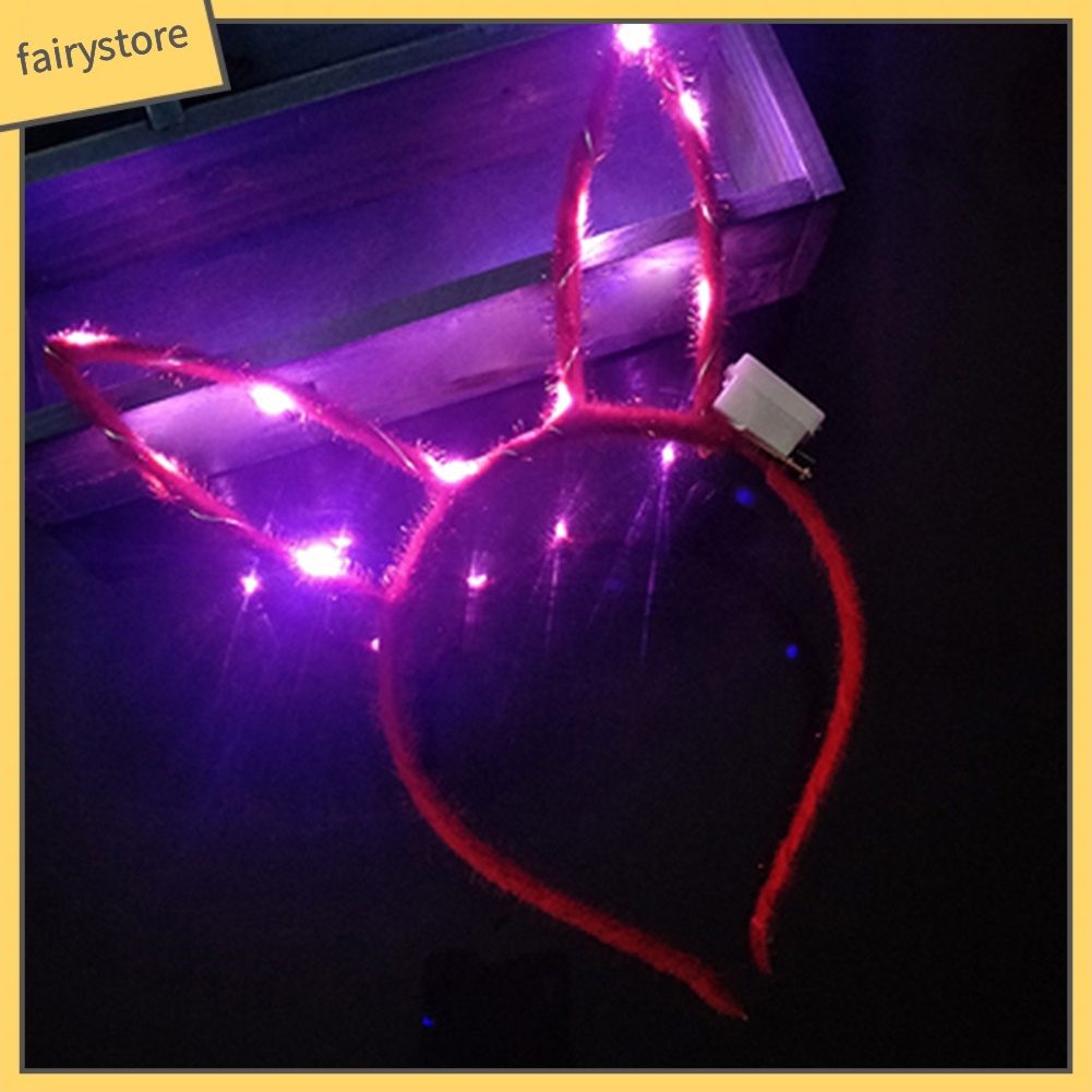 Băng Đô Tai Thỏ Hoạt Hình Có Đèn Led Cho Bé