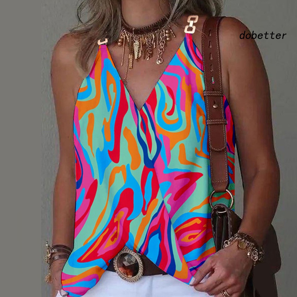 Áo Sát Nách Cổ Chữ V Dáng Rộng In Họa Tiết Bướm Nhiều Màu Sắc Thời Trang Mùa Hè Cho Nữ