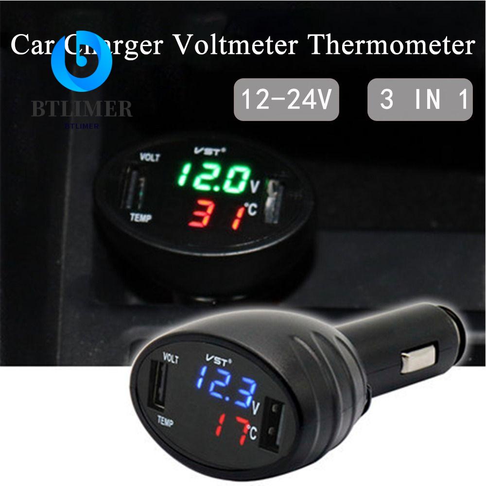 Thiết Bị Đo Điện Áp Và Dòng Điện 3 Trong 1 Cổng USB Kép Cho Xe Hơi