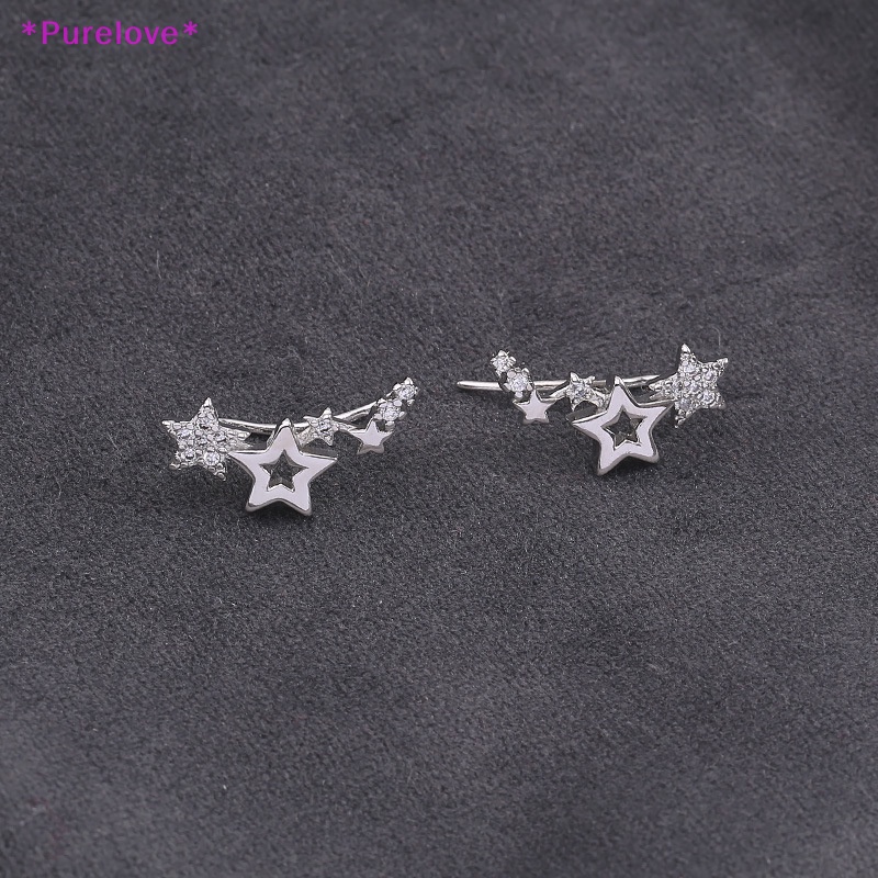 1 Đôi Bông Tai Hình Ngôi Sao Đính Đá Zircon Trắng Thời Trang Dành Cho Nữ Mới