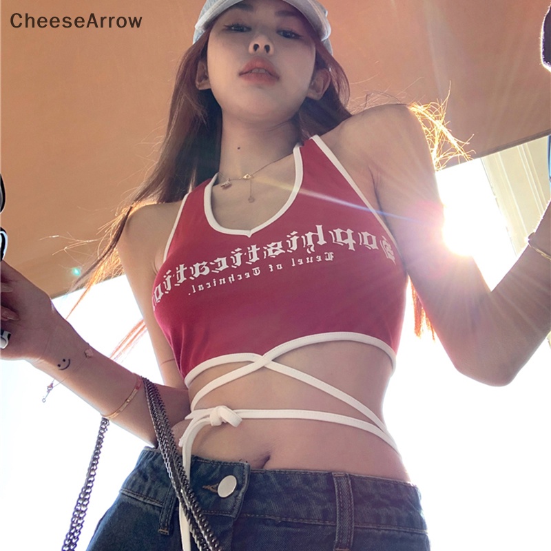 Áo Hai Dây Cổ Chữ V Hở Lưng In Chữ Thời Trang Mùa Hè Quyến Rũ Cho Nữ