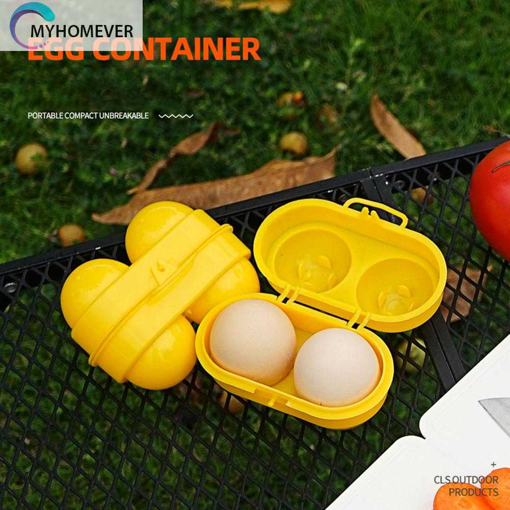 Hộp Đựng Trứng 2 Ngăn Màu Vàng Dùng Đi Cắm Trại