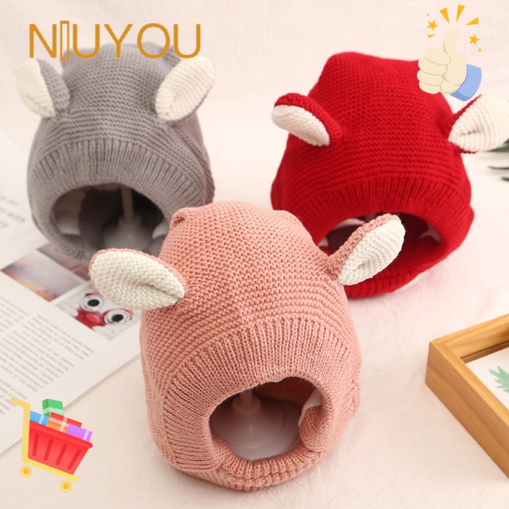 Mũ Beanie Dệt Kim Đính Tai Thỏ Dễ Thương Cho Bé Gái