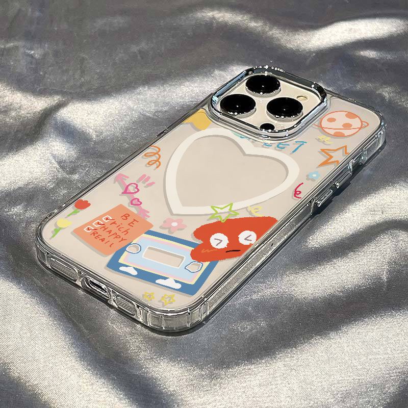 ✅Ốp Điện Thoại Mềm Chống Sốc Họa Tiết Trái Tim / Trái Tim Kiểu Khung Ảnh Cho Iphone 128 13 11 7 D2ZZ Max14Pro