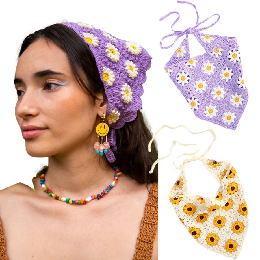 Khăn Choàng Cổ Dệt Kim Hình Tam Giác Khoét Rỗng Phong Cách Hàn Quốc 6 Màu Tùy Chọn Dùng Làm Đạo Cụ Chụp Ảnh Cho Nữ