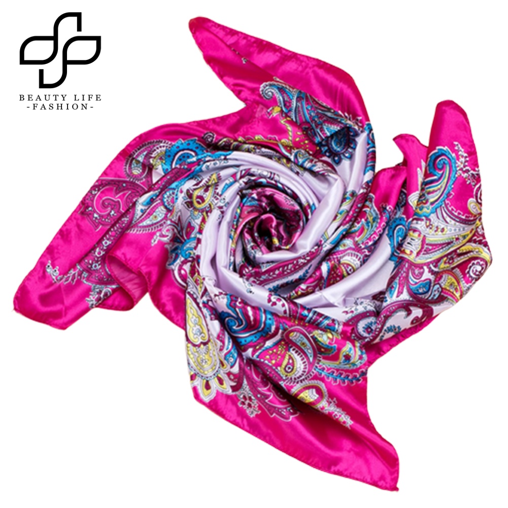 Khăn Vuông 90x90cm Bằng Lụa In Họa Tiết Hoa Cho Nữ