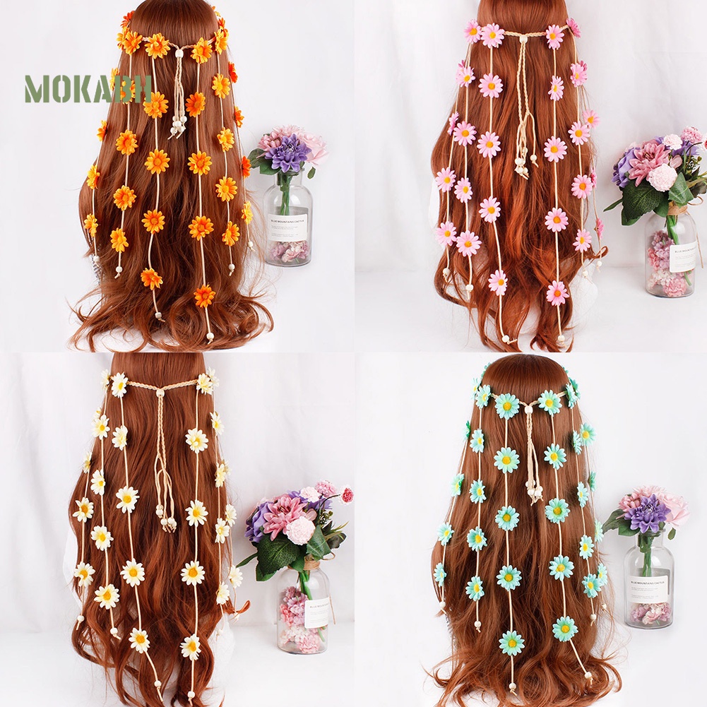 Vòng Hoa Hướng Dương Có Tua Rua Phong Cách Boho Thời Trang Cho Nữ