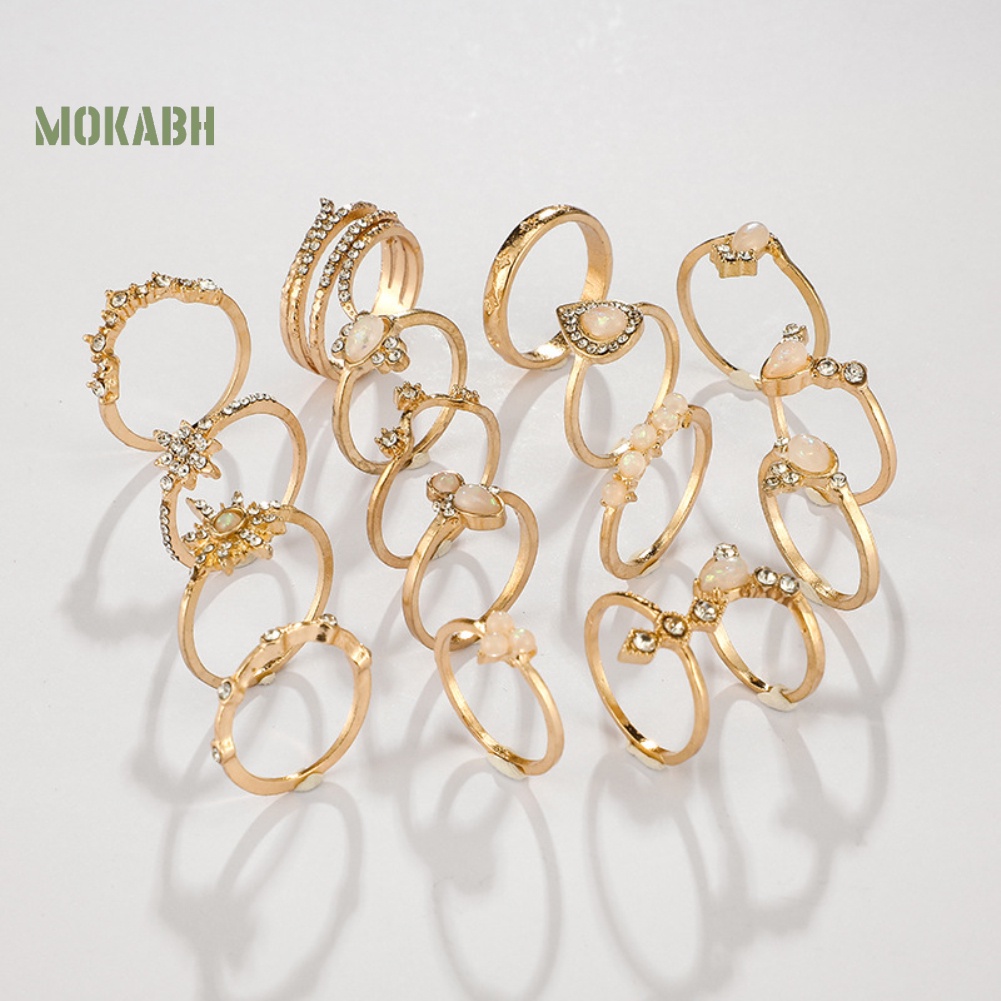 [Fas] Set 17 Nhẫn Đeo Giữa Ngón Tay Theo Phong Cách Du Mục