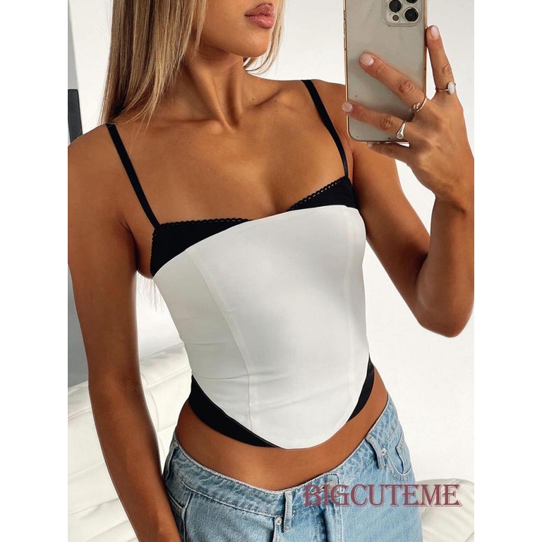 Áo Croptop Hai Dây Hở Lưng Dáng Ôm Thời Trang Mùa Hè Quyến Rũ Cho Nữ