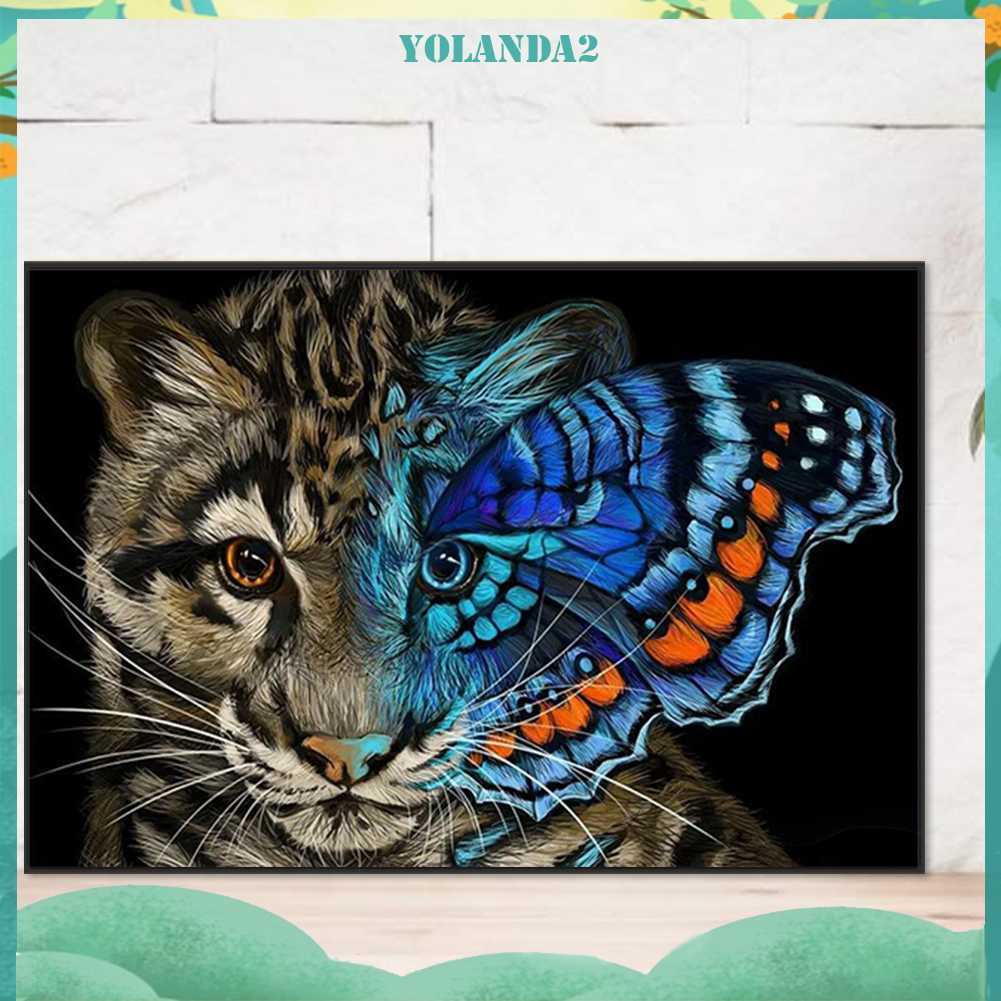 Tranh Đính Đá Kim Cương Toàn Bộ 5D DIY Hình Vẽ Mèo Trang Trí Nhà Cửa
