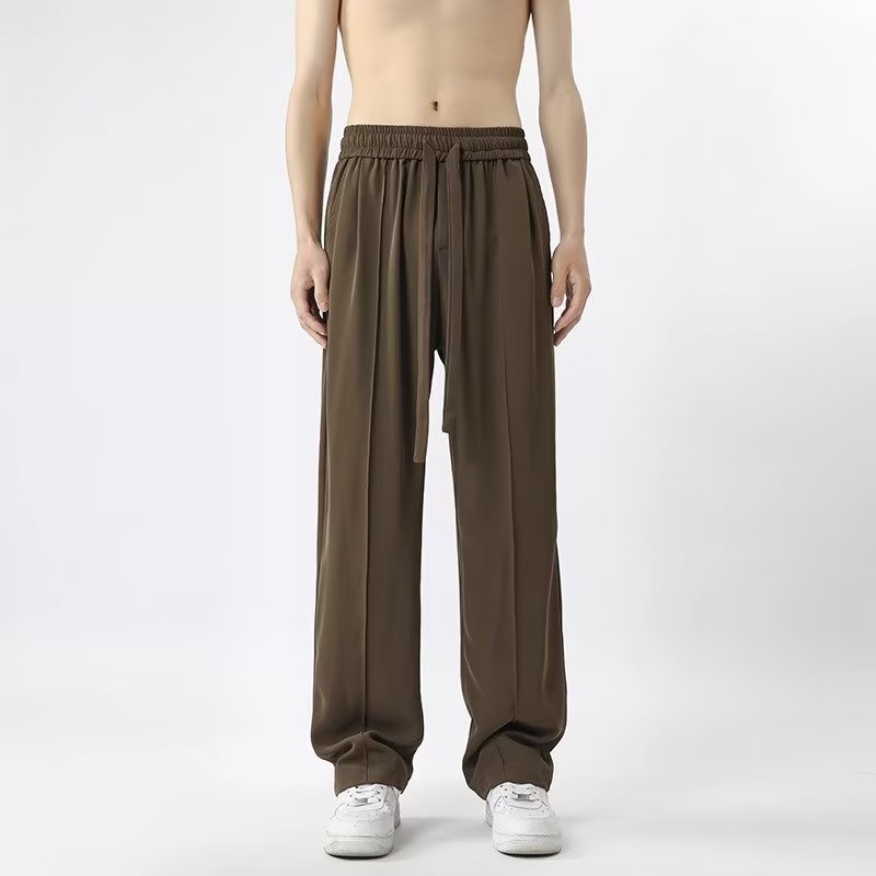 Quần Dài Vải Lụa Lạnh Mỏng Dáng Rộng Kiểu Đường Phố Thời Trang Mùa Hè Cho Nam