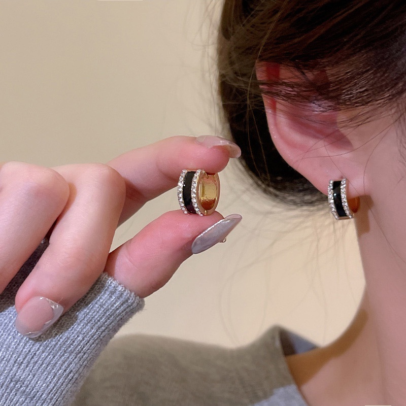 Bộ Khuyên Tai Vòng Đính Đá Zircon Không Gây Dị Ứng Thời Trang Cho Nữ