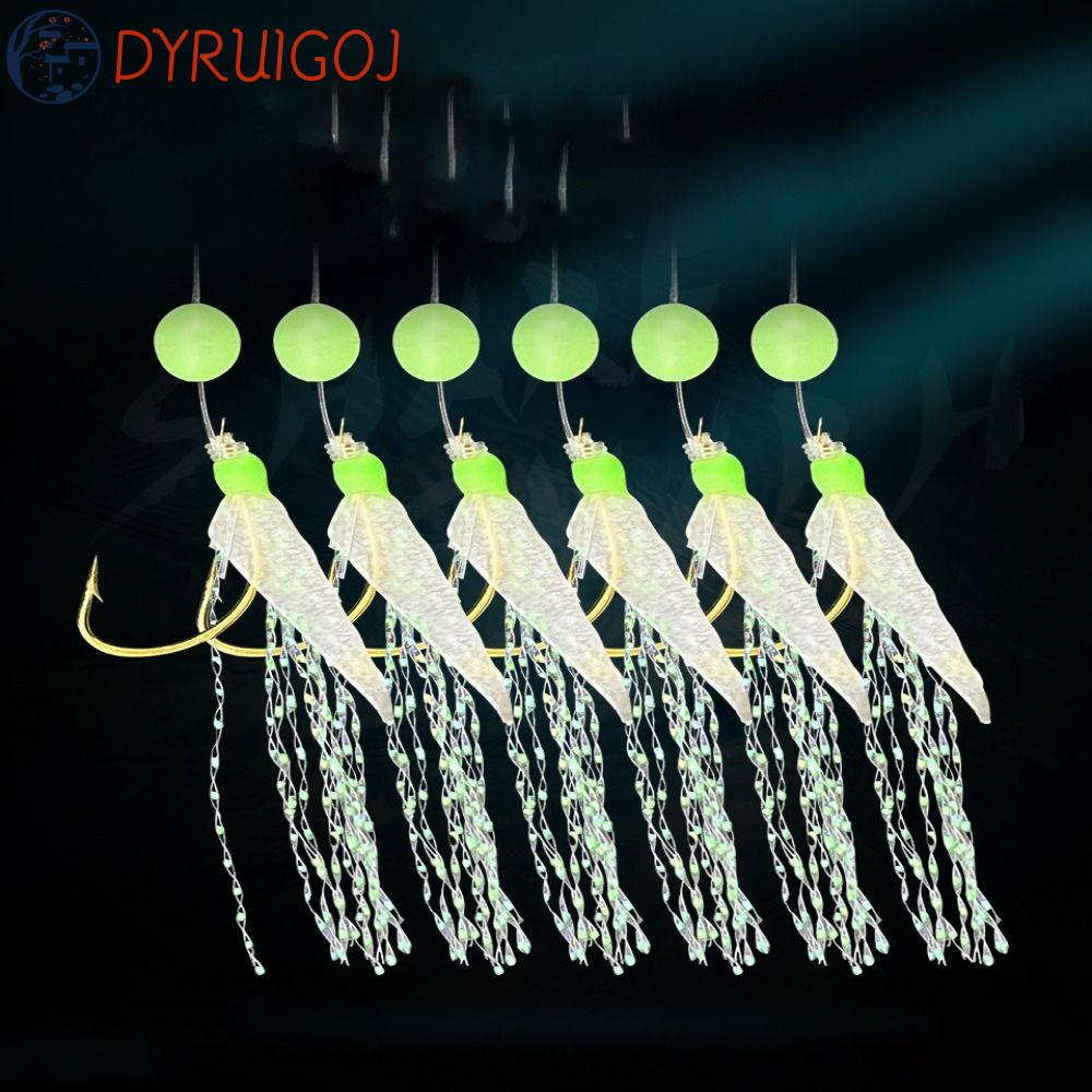 Bộ 6 Móc Câu Cá Phát Sáng Chuyên Dụng|Mồi Câu Cá Giả Gắn Lông Vũ
