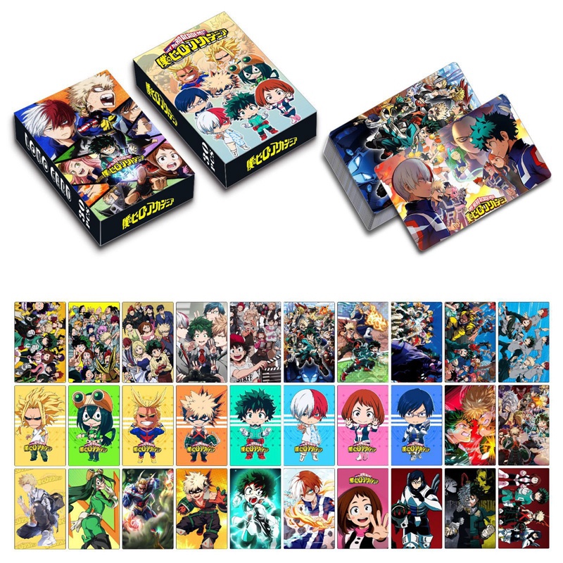 Hộp 30 Tấm Thẻ Ảnh Lomo Hai Mặt In Hình Anime My Hero Academia