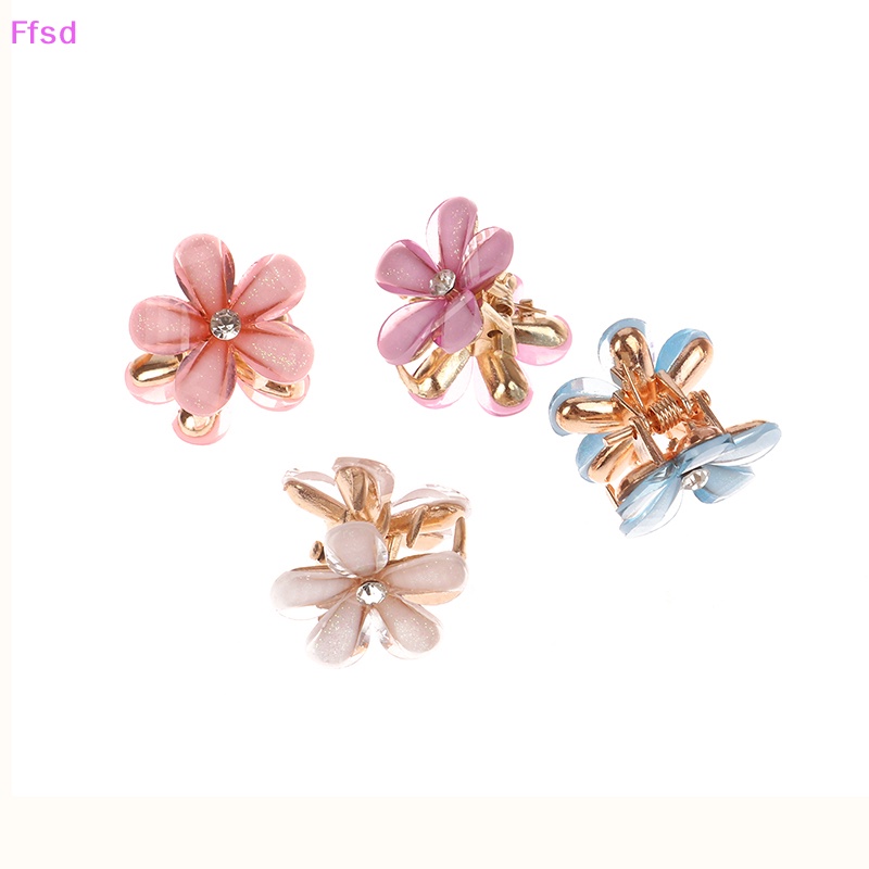 {Ffsd} Set 5 Kẹp Tóc Móng Vuốt Hình Hoa Màu Xanh Dương Tím Trắng Hàn Quốc Cho Nữ * Bán Chạy