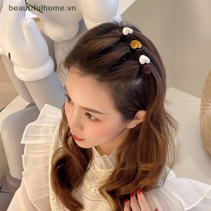 Kẹp Tóc Hình Trái Tim Hai Lớp Thời Trang Thu Đông Cho Nữ
