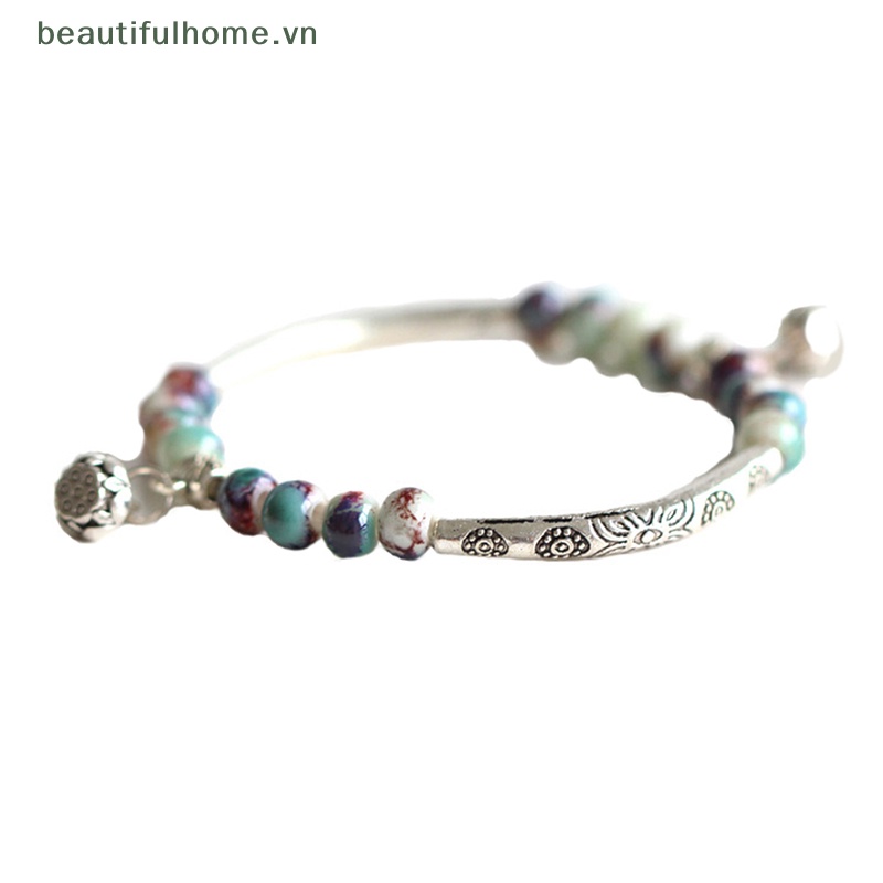 [beautifulhome] Vòng Tay Hạt Gốm Làm Tay Nghệ Thuật Cổ Điển Thời Trang Làm Quà Tặng Cho Nữ [beauty]
