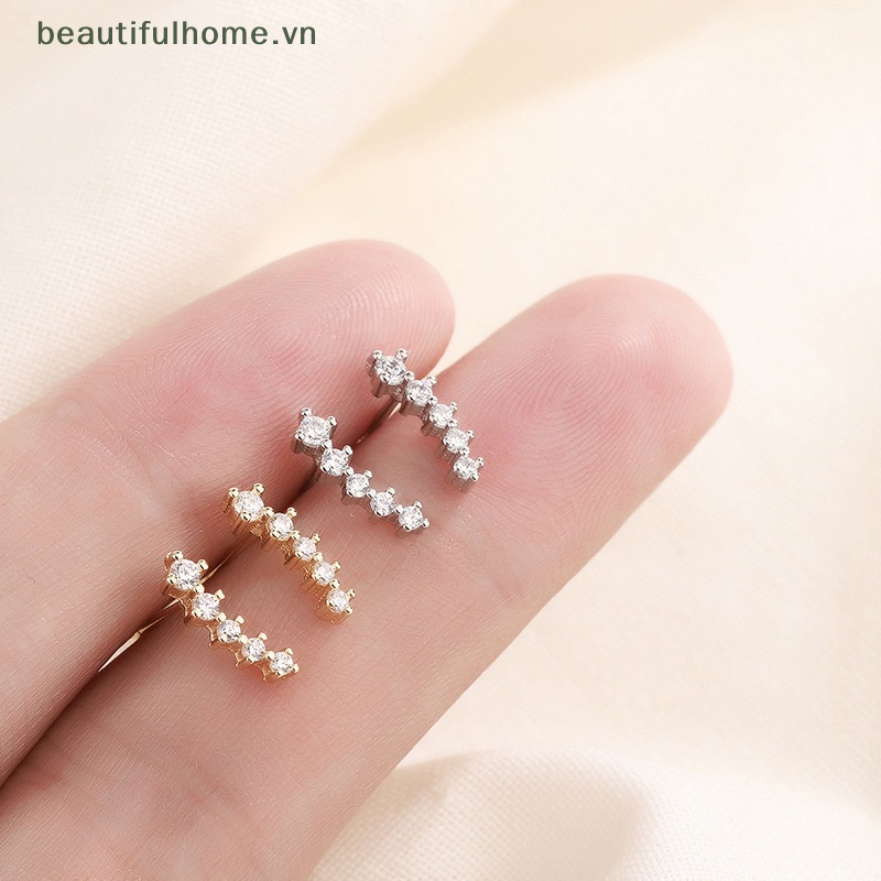 [beautifulhome] Bông Tai Đính Đá Zircon Dễ Thương Phong Cách Phương Tây Nhẹ Nhàng Thời Trang Cho Nữ [beauty]