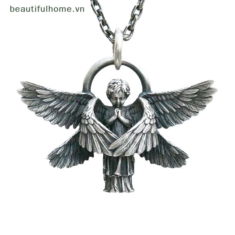 [beautifulhome] Vòng cổ Dài Mặt Thiên Thần Cầu Nguyện Thủ Công Cổ Điển Làm Quà Tặng Kỷ Niệm Cho Nam Và Nữ [beauty]