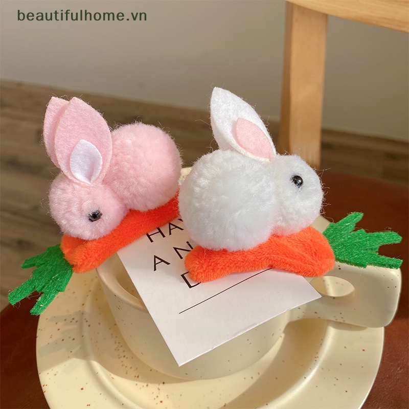 Kẹp Tóc Hình Thỏ Đính Bóng Lông Dễ Thương Cho Bé Gái