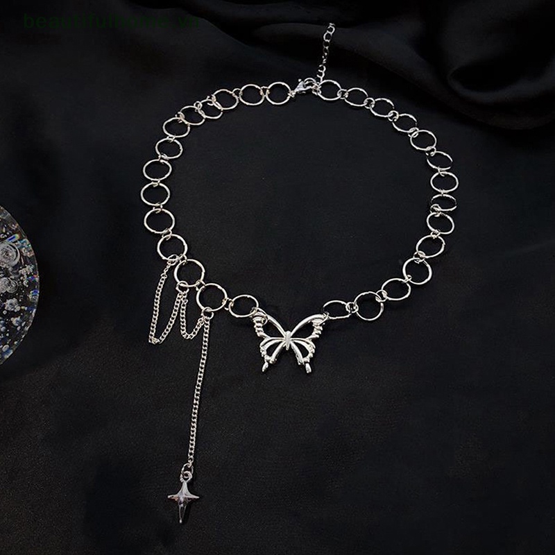 [beautifulhome] Vòng cổ Dạng Chuỗi Tua Rua Hình Bướm Rỗng Đơn Giản Thời Trang Cá Tính Dành Cho Nữ [beauty]