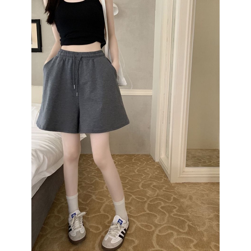 Quần Short Ống Rộng Lưng Cao Kiểu Dáng Đơn Giản Năng Động Thời Trang