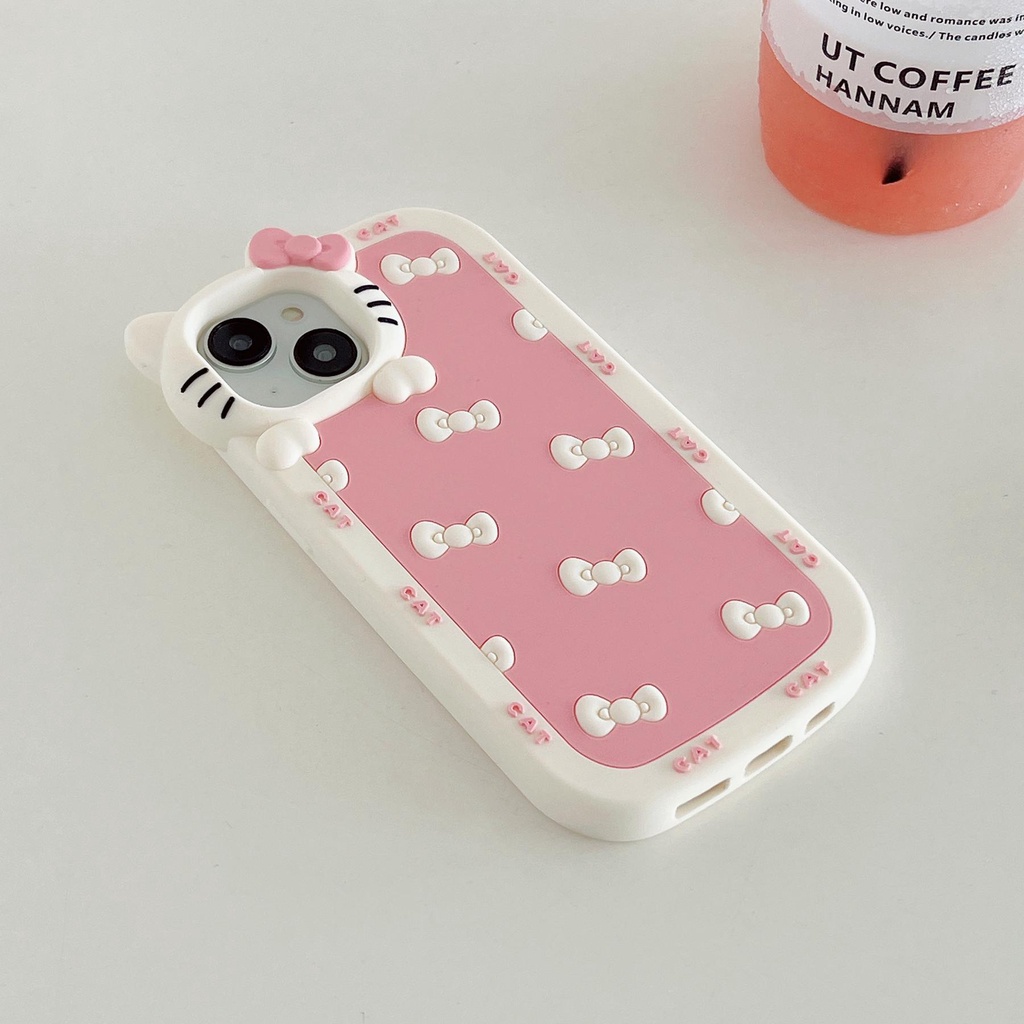 Ốp Điện Thoại TPU Dẻo Họa Tiết Hoạt Hình Mèo Kitty Dễ Thương Chống Rơi Cho iPhone 14 13 12 11 Pro Max