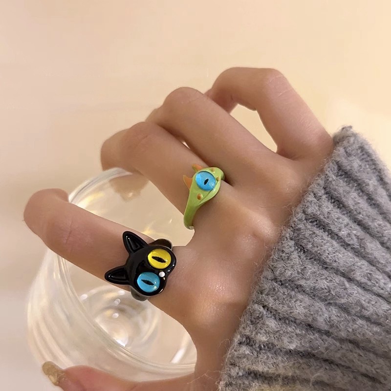 Nhẫn Hở Hình Mắt Quỷ / Thỏ Nhiều Màu Sắc Phong Cách Harajuku Dễ Thương Cho Nữ