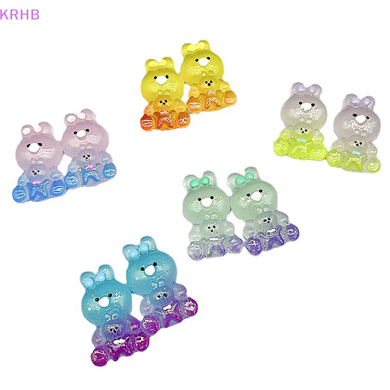 Bộ 2 Tượng Thỏ Ba Chiều Bằng Nhựa Resin Phát Sáng Trong Tối Trang Trí Nhà Cửa / Xe Hơi Mới