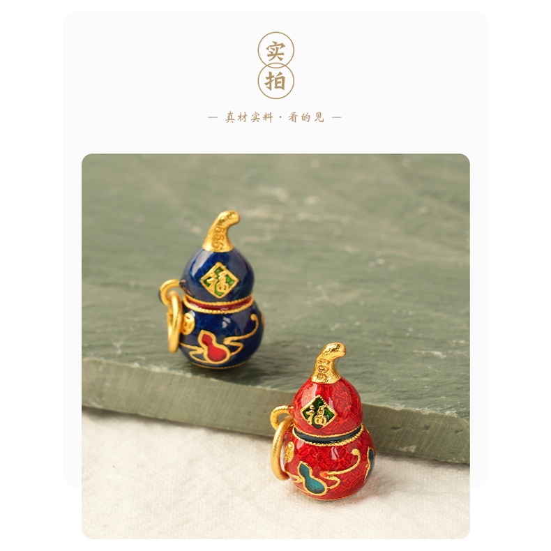 Phụ Kiện Hạt Xỏ Vòng Tay Mặt Quả Bầu Đỏ Bằng Cát Xơ Fulu Màu Vàng Kim Lâu Trôi Cao Cấp diy