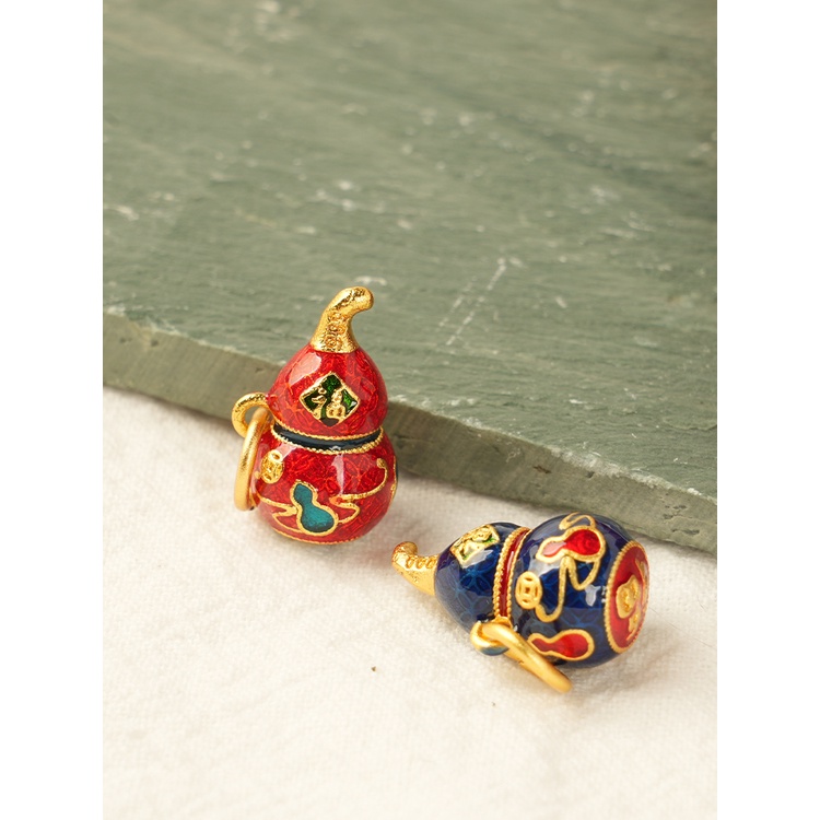 Phụ Kiện Hạt Xỏ Vòng Tay Mặt Quả Bầu Đỏ Bằng Cát Xơ Fulu Màu Vàng Kim Lâu Trôi Cao Cấp diy