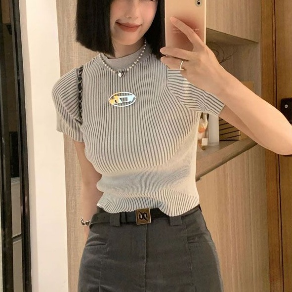 COZOK Áo Thun Ngắn Tay Cổ Lọ Thời Trang Nữ