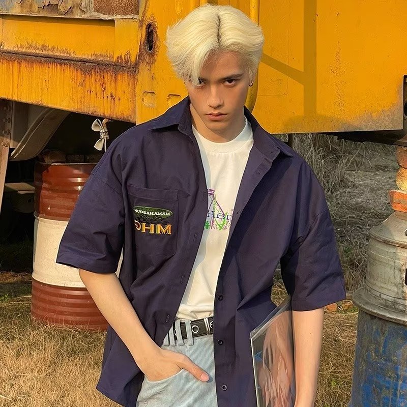 Áo Thun Tay Ngắn Dáng Rộng Ba Màu Sắc Retro Mỹ Mùa Hè