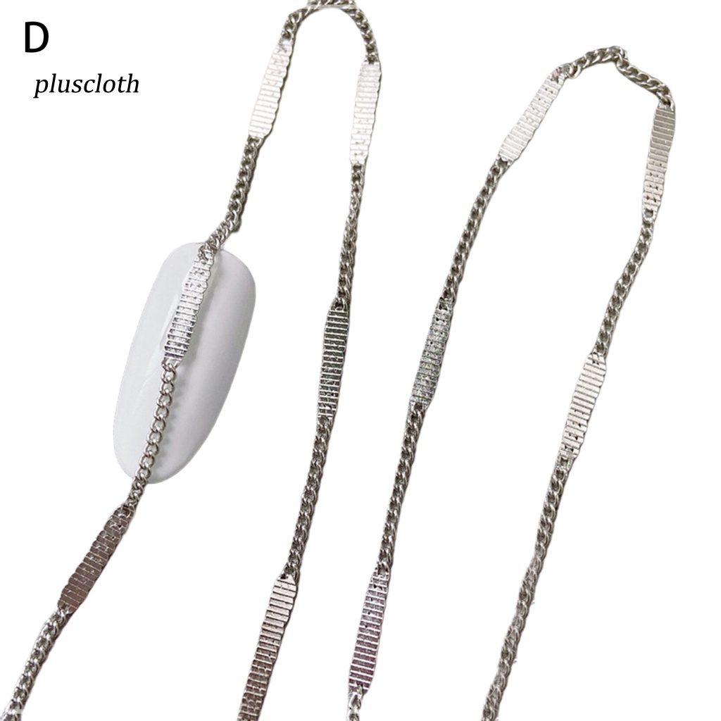 &lt; Plusclothing &gt; Chuỗi Dây Xích Ba Chiều Ánh Sáng Màu Vàng / Bạc Tự Trang Trí Móng Tay Nghệ Thuật Không Rơi Cho Salon