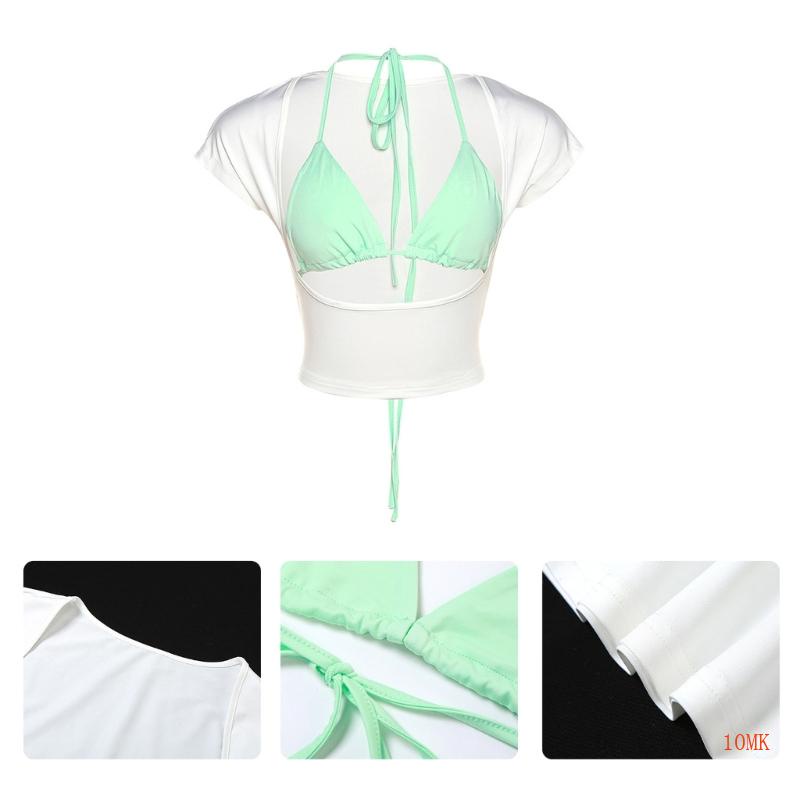 Áo Croptop Cổ Chữ V Tay Ngắn Phong Cách Thời Trang Đường Phố Dành Cho Nữ